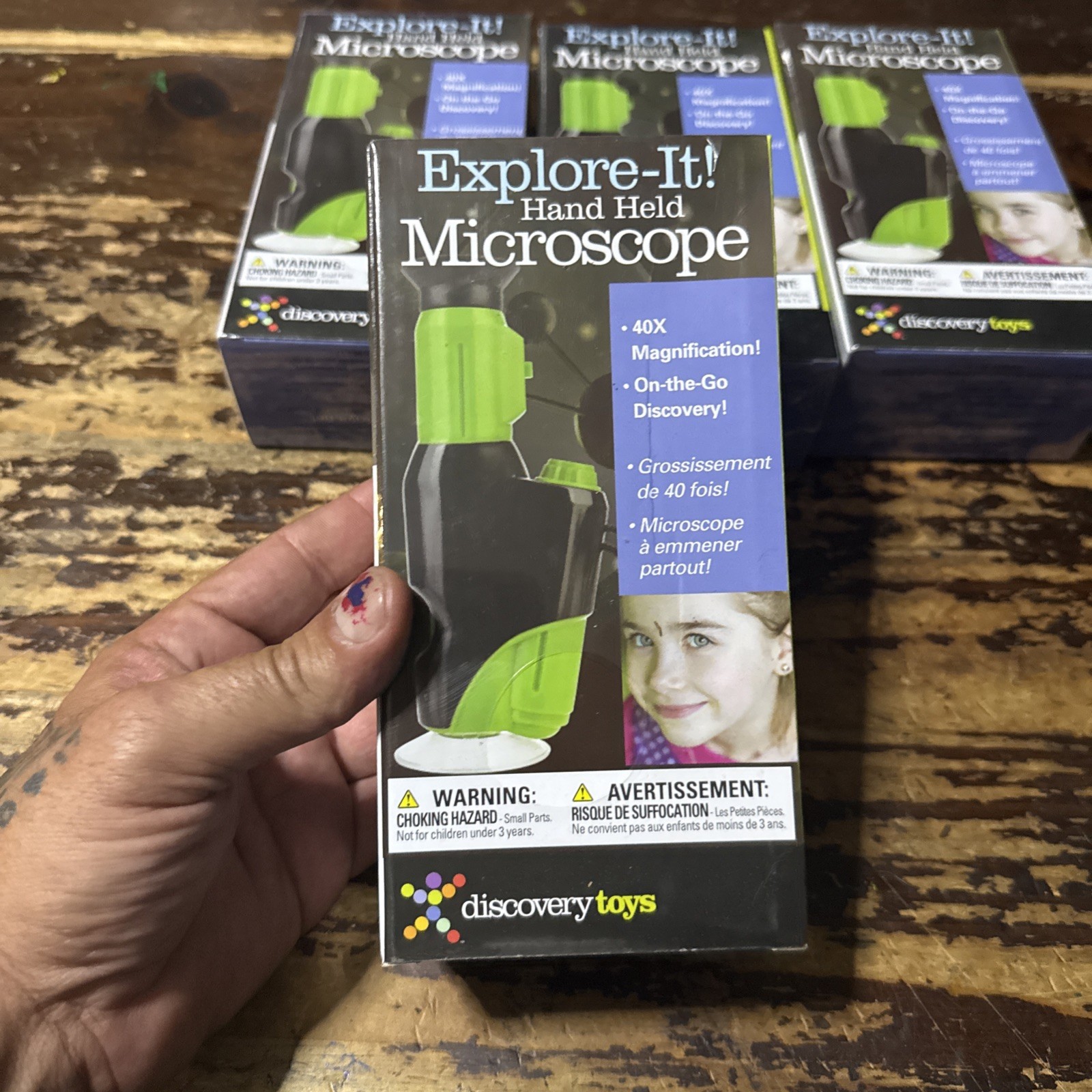 Explore IT! Hand HELD 40X Magnification LED Toy Microscope for Kids, STEM & Educ