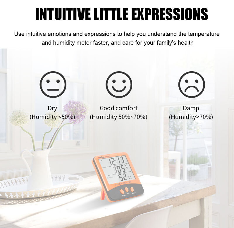 Thermometer Indoor Digital LCD Hygrometer Temperature Humidity Meter Alarm Clock