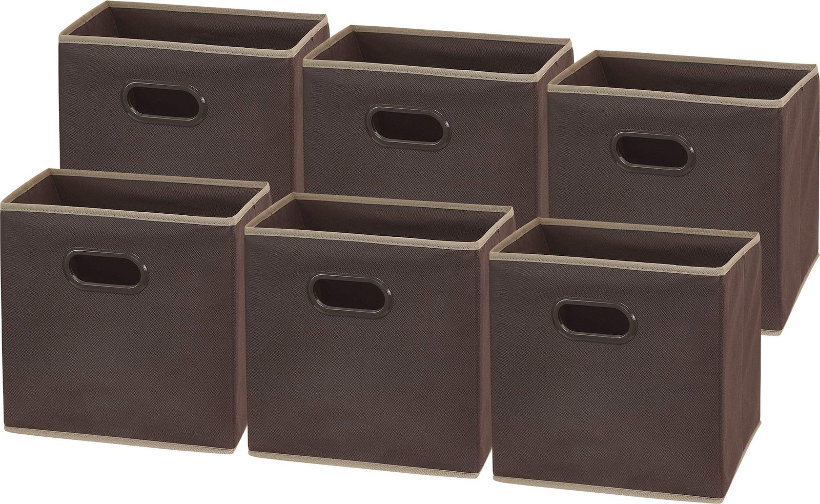 Re Foldable Cube Storage Bin With Handle Brown 6 Pack