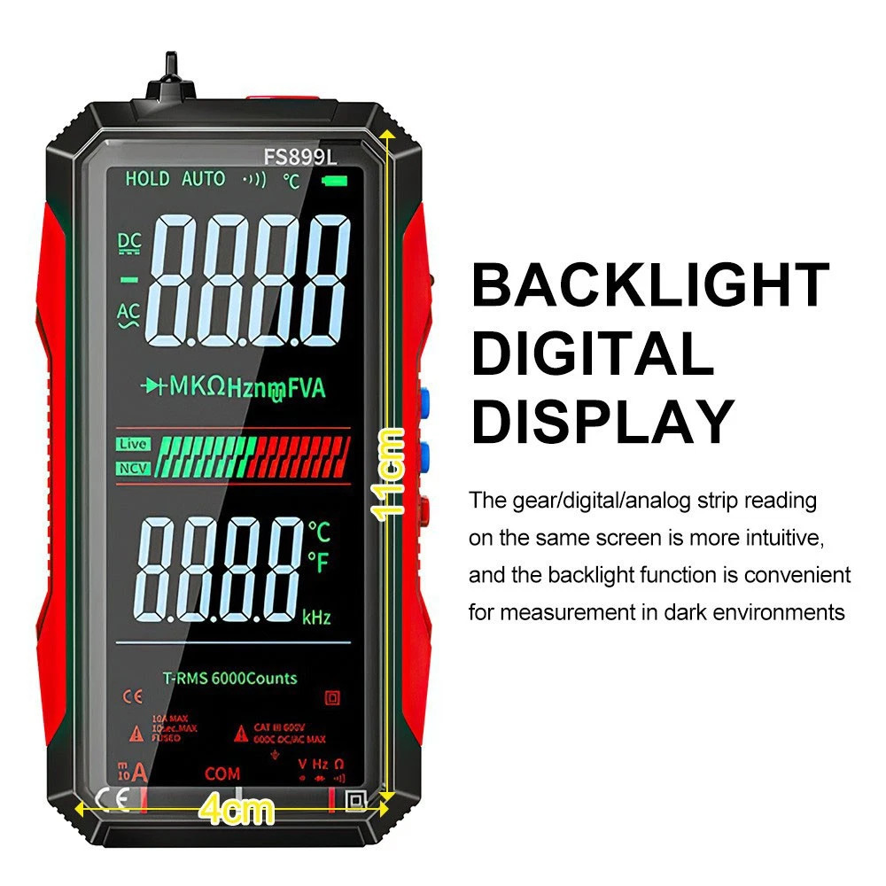 Digital Multimeter, FS899L Multimeter, USB Rechargeable Digital Multimeter