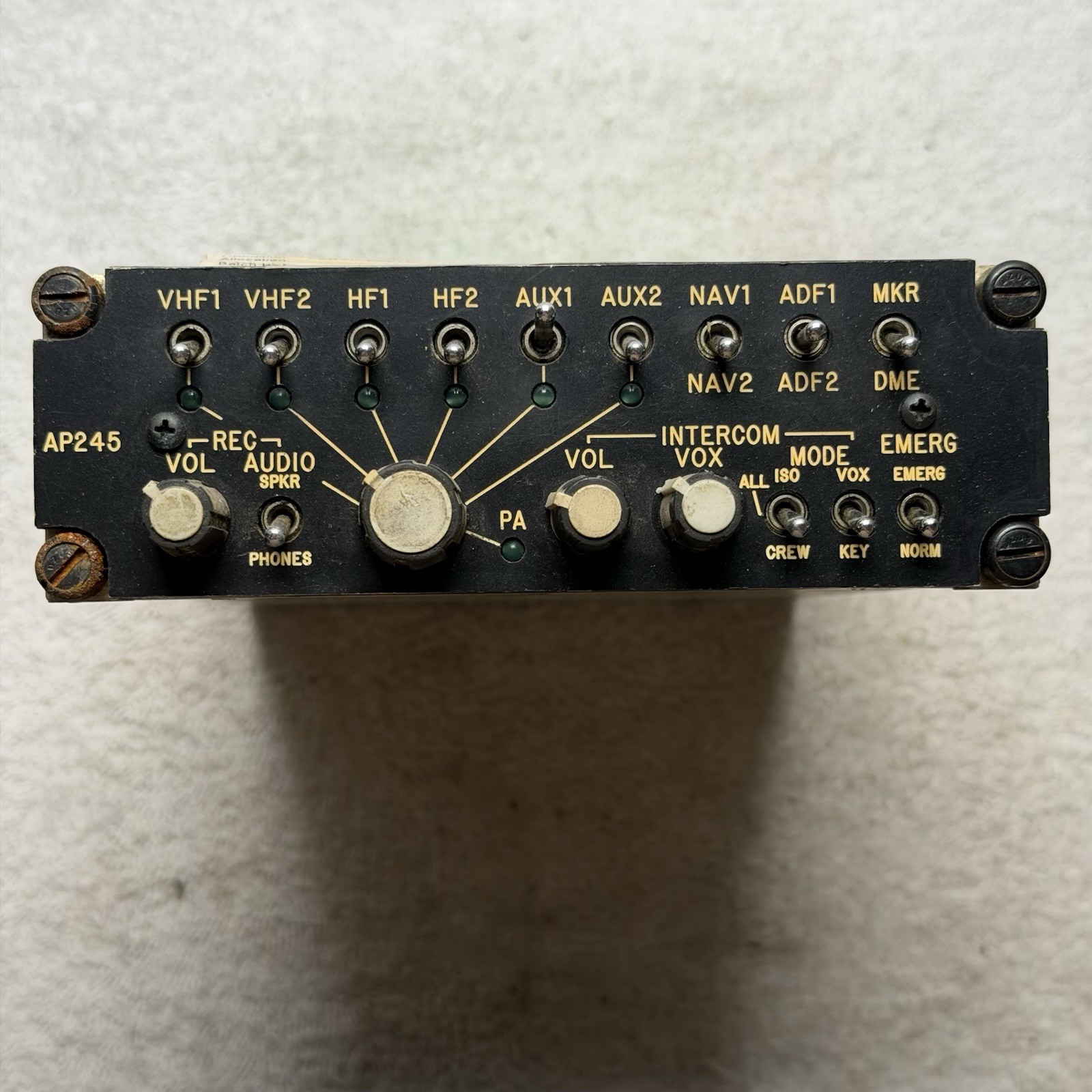 Western Avionics AP245 Audio Panel 245-0-00 Serviceable W/ Mods 1-4