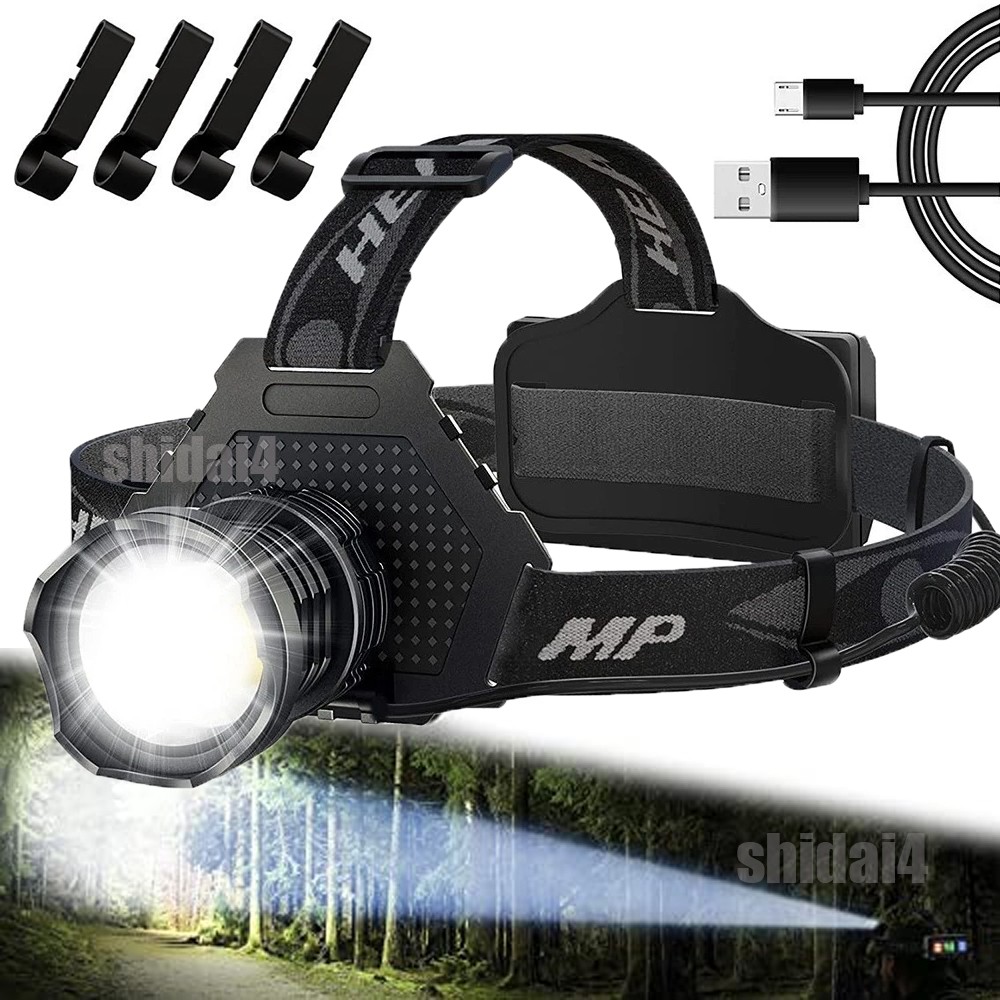 Rechargeable LED Headlamp 100000 Lumen Super Bright 5 Mode Head Lamp Flashlight