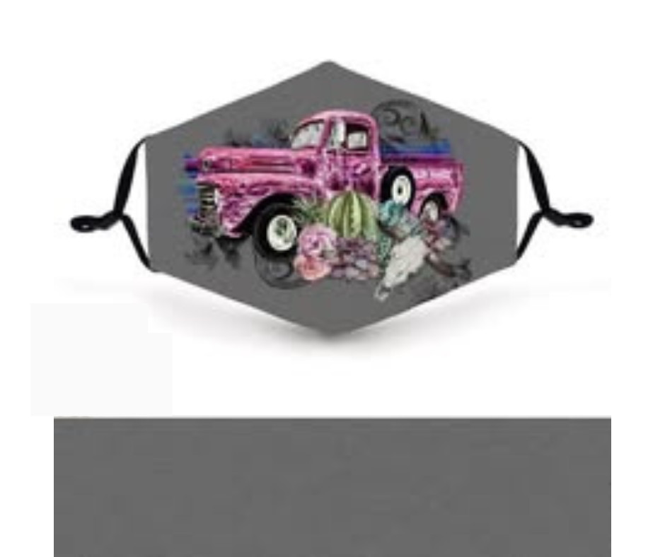 Farm Truck Print Face Mask Lined Includes One PM2.5 Filter
