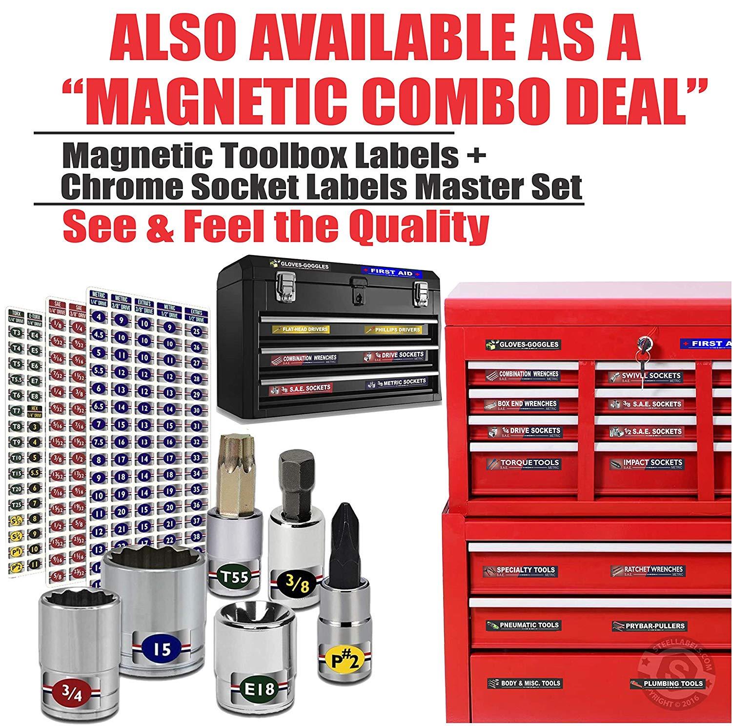 Ultimate Blue Magnetic TOOLBOX LABELS fits all tool chest & cabinets