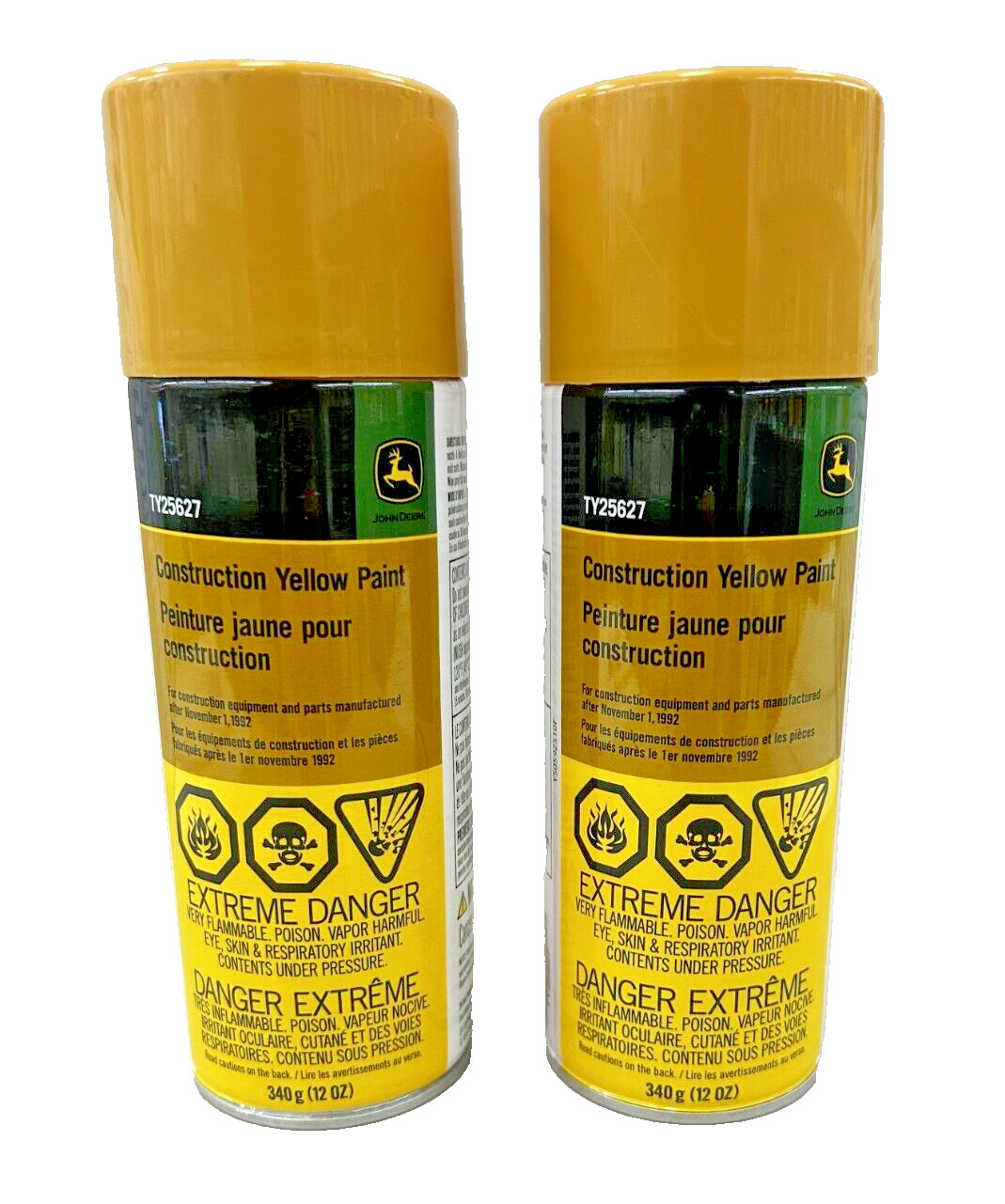 2 cans - John Deere Construction Yellow Spray Paint 12oz 1992-Current TY25627