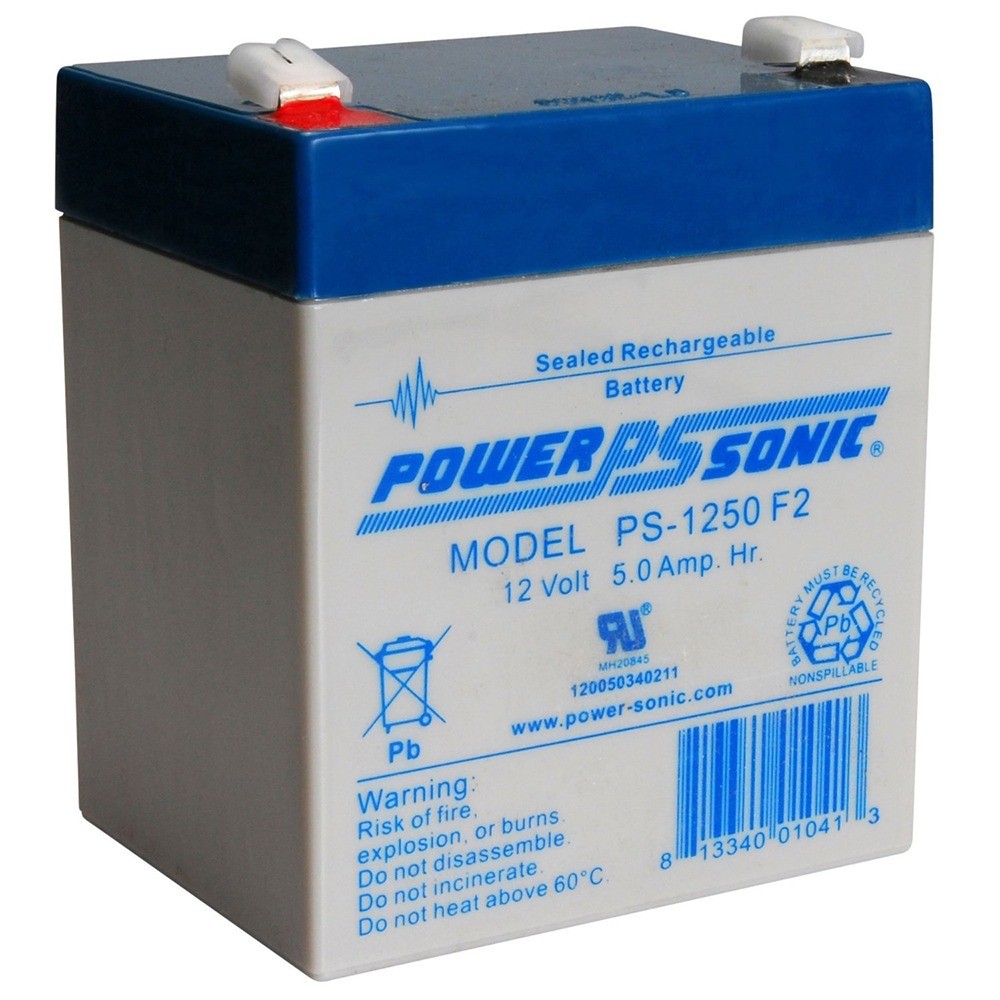 Power-Sonic PS-1250F2-PS-1250 12V 5AH SLA Battery 12 VOLT F2 TERMINAL