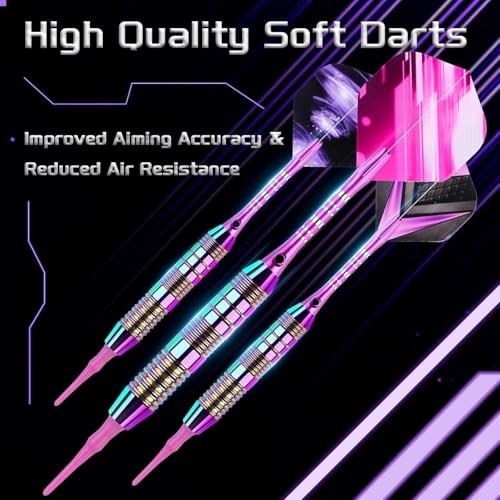 Soft Tip Darts Set - Darts Plastic Tip Sets, 3Pack Professional Plastic Purple