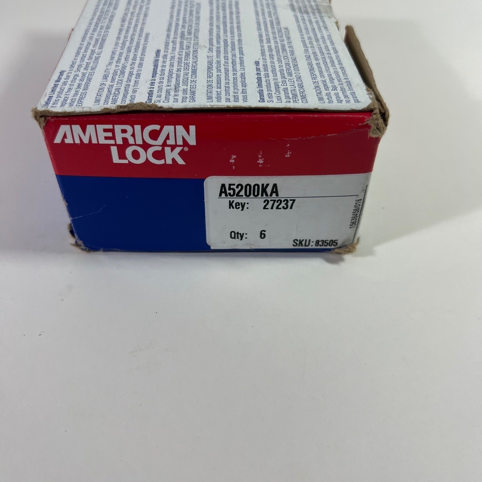American Lock A5200KA Key 27237 Qty 6 in Box Solid Steel Padlock