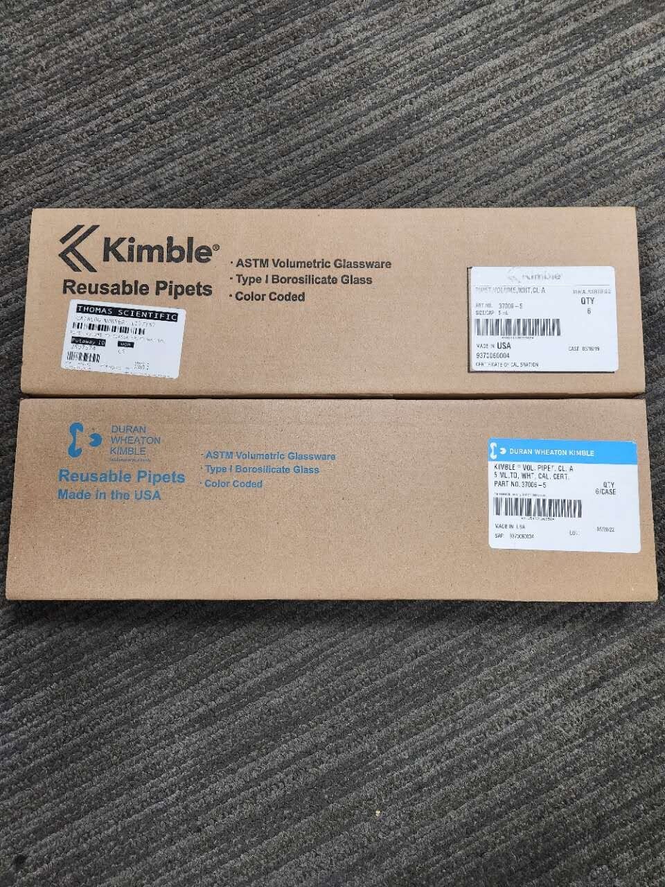 KIMBLE® KIMAX® 37006-5 Volumetric Pipet, Class A, TD, 5 mL