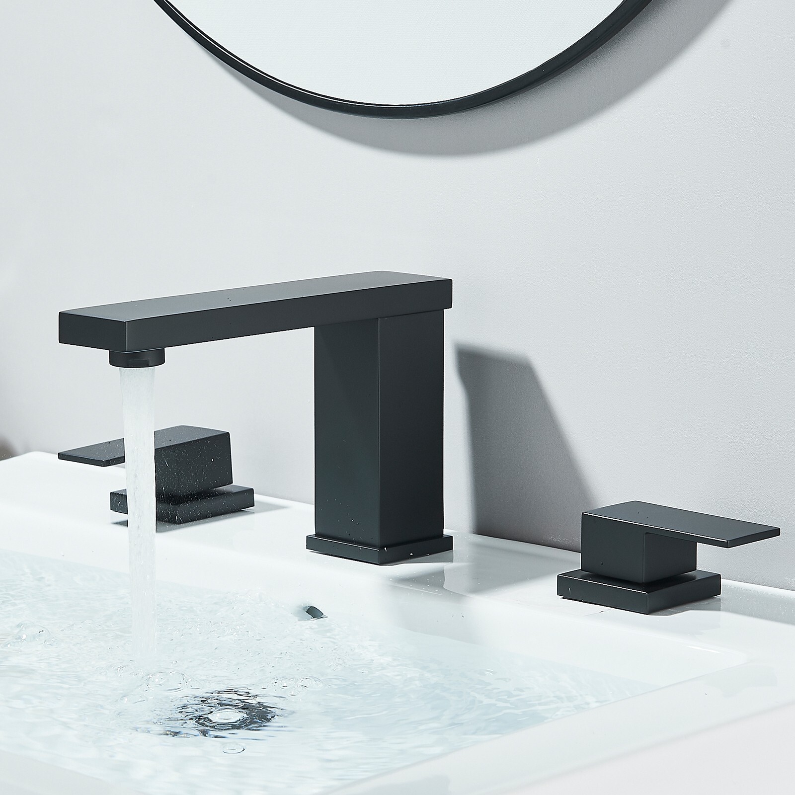 Black 8inch Widespread Bathroom Faucet 3 Holes Sink Vanity Faucet 2 Handle Mixer