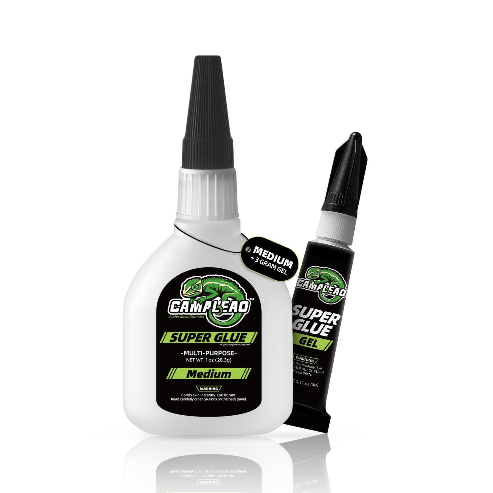 Medium Super CA Glue 28.3 Gram with 3 Superglue Gel, All 1 oz., Clear