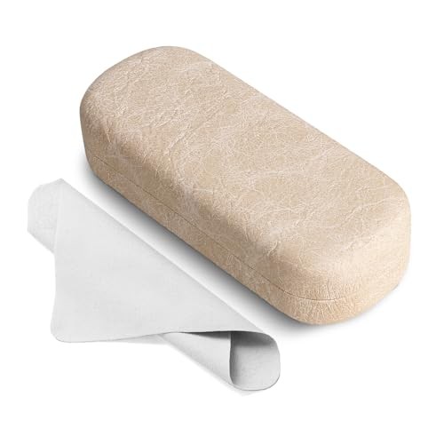 Glasses Case Large Hard Shell Eyeglasses Case PU Leather Protective Marble