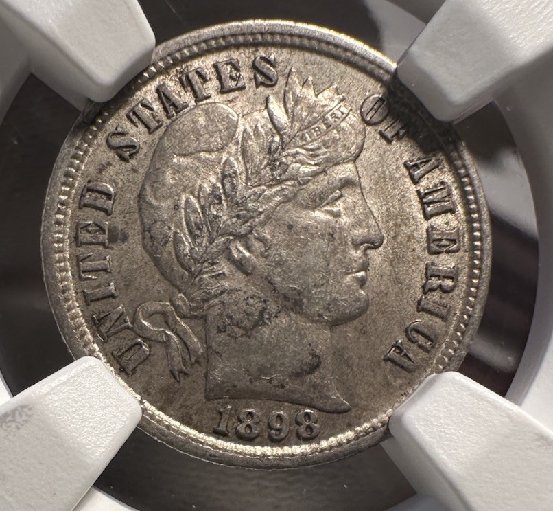 1898 Barber Dime AU 58 NGC