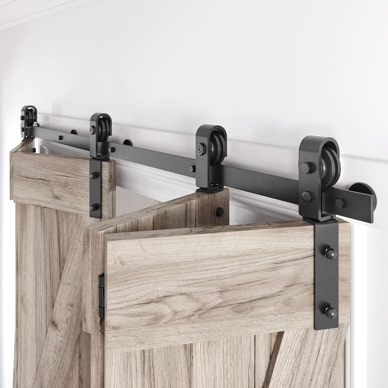 52 Inch BiFold Sliding Barn Door Hardware Track Kit Fits Four 12 Inch Doors