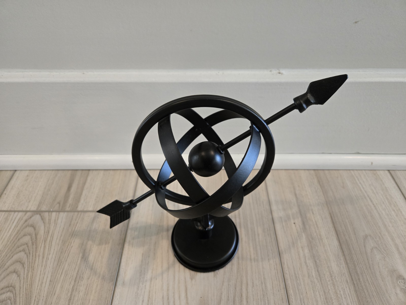 Black Metal Tabletop Armillary Sphere Decorative Globe with Metal Base
