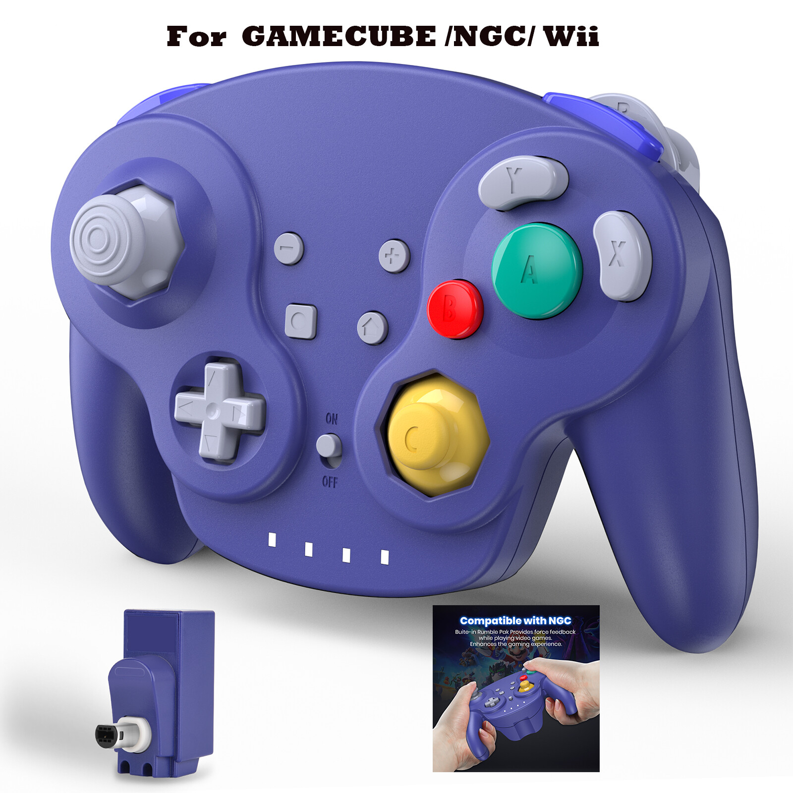 Wireless Gamecube Wavebird Controller & Rumble for Gamecube CG Wii Rechargeable