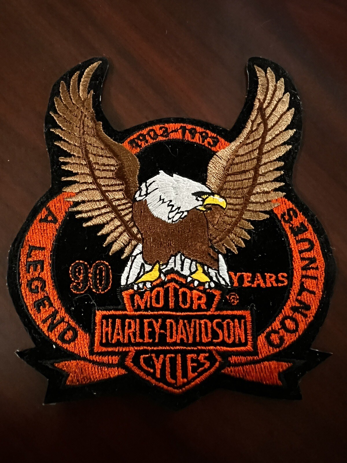 90th Anniversary Vintage 1993 Harley Davidson Motorcycle 90 Years HD Eagle Patch