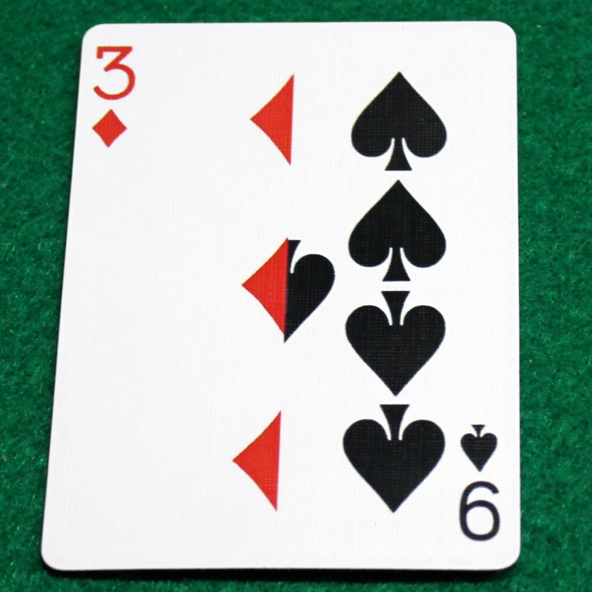 3 of Diamonds / 9 Spades, Half Vertical, Bicycle Printed Gaff Card, Blue