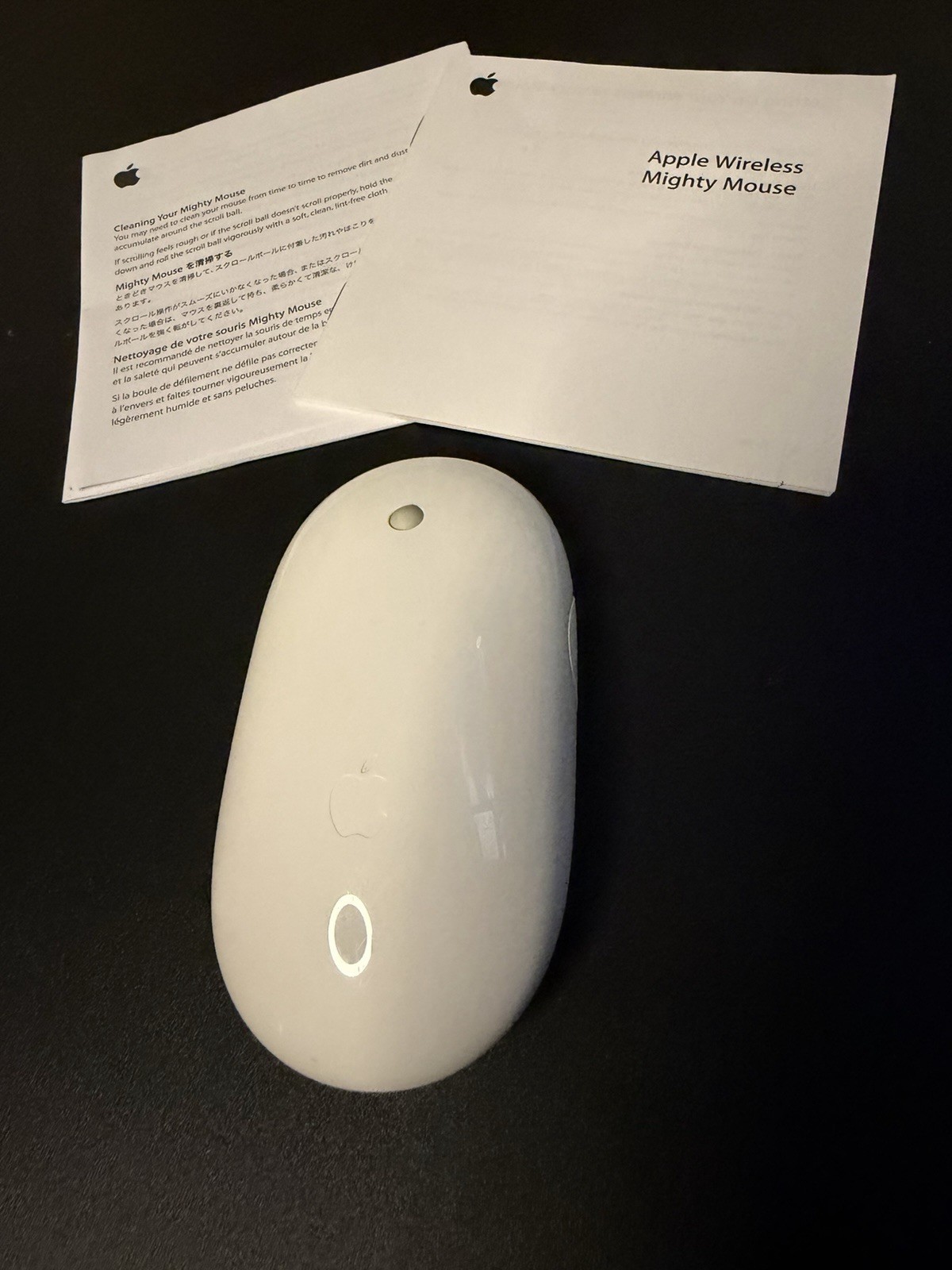 Apple Wireless Mighty Mouse A1197 Bluetooth White OEM Tested Clean