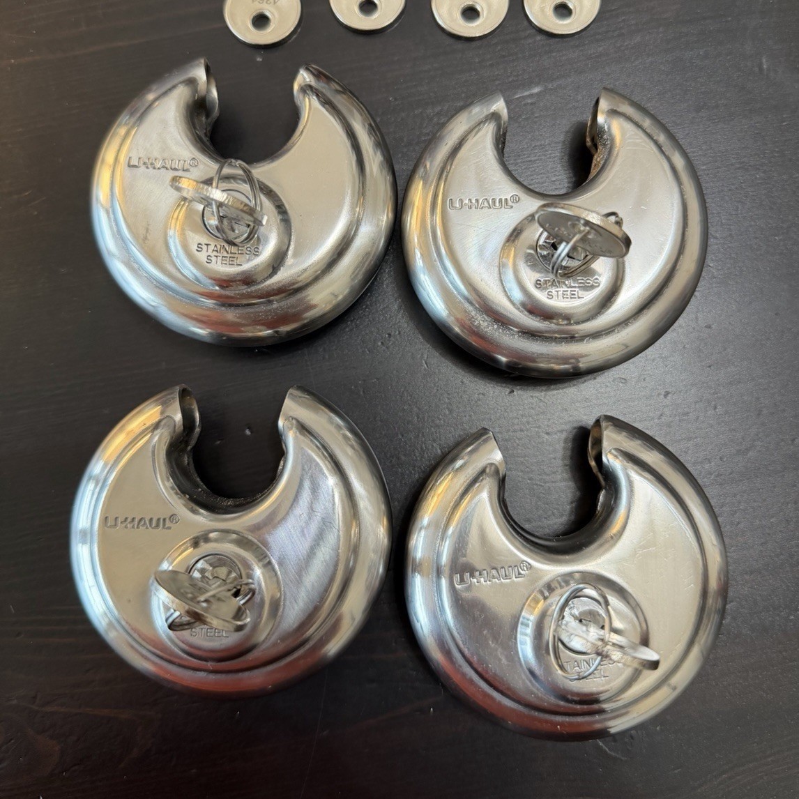 U-Haul DISC-padlock storage unit Stainless Steel round Padlock Silver with Keys