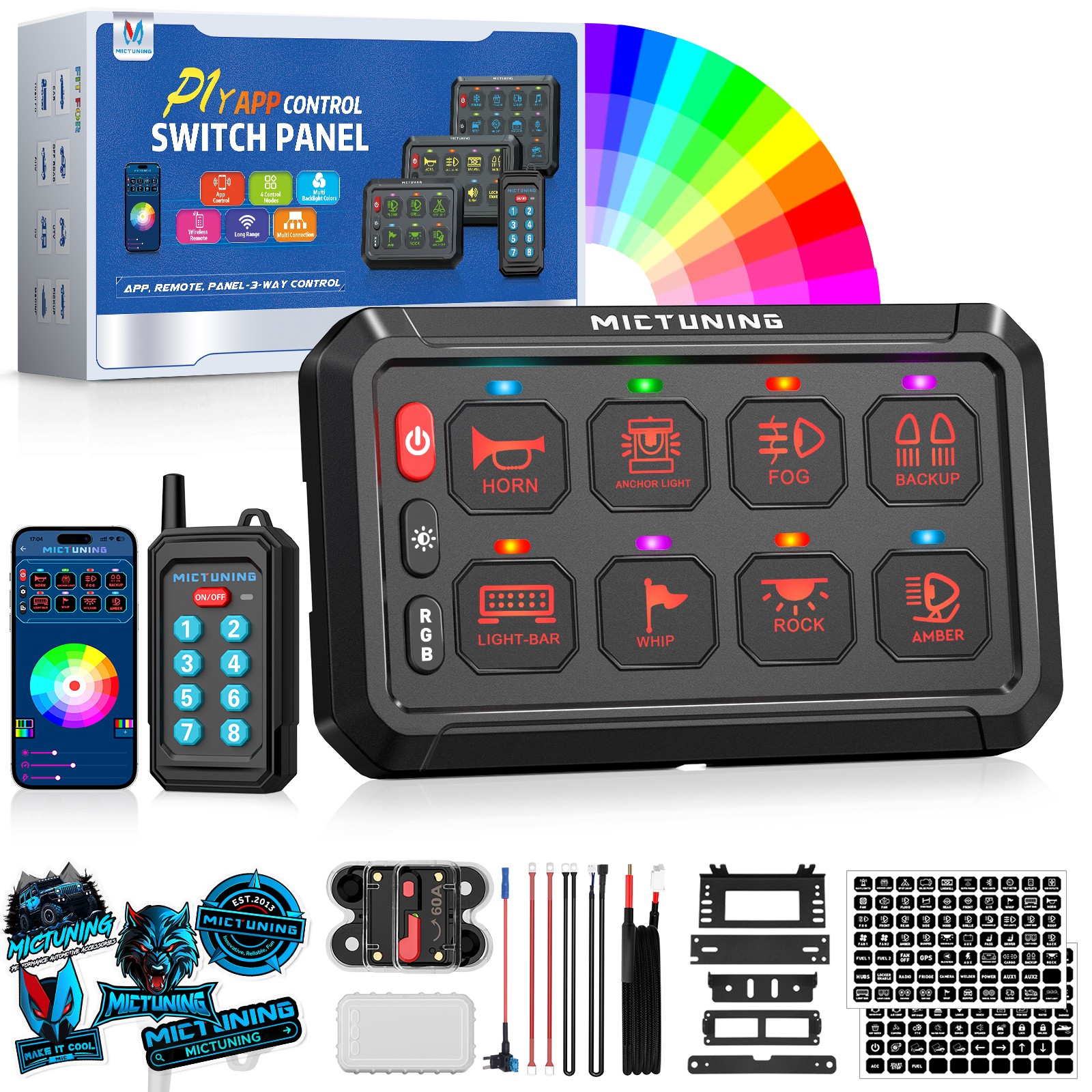 MICTUNING P1Y APP Wireless Remote Switch Panel Light Circuit Control Relay Box