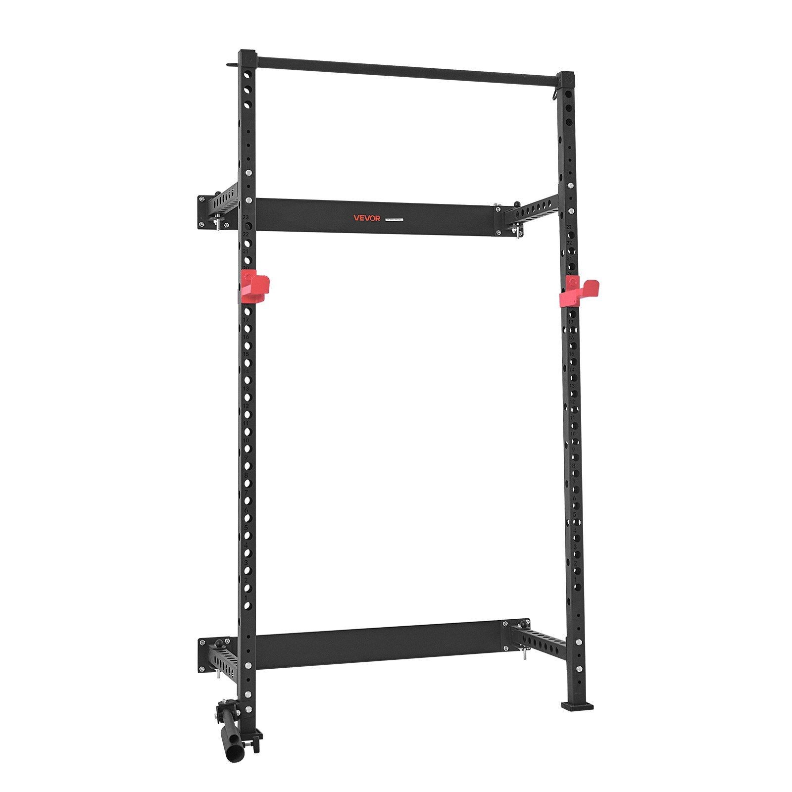 Wall-Mounted Folding Power Rack: 1000LB Capacity, Adjustable J-Hooks & Bar