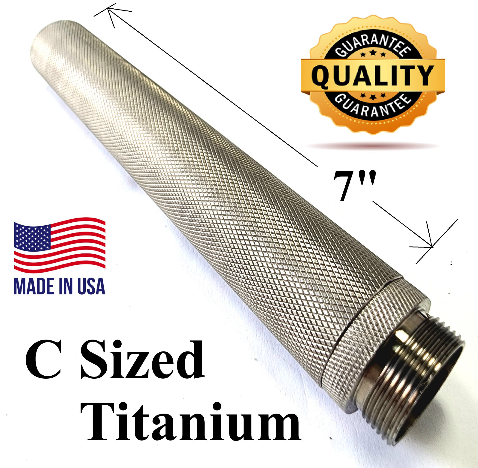 Maglite Flashlight C Cell Extension Tube 7" USA MADE TITANIUM, Heavy Duty HD
