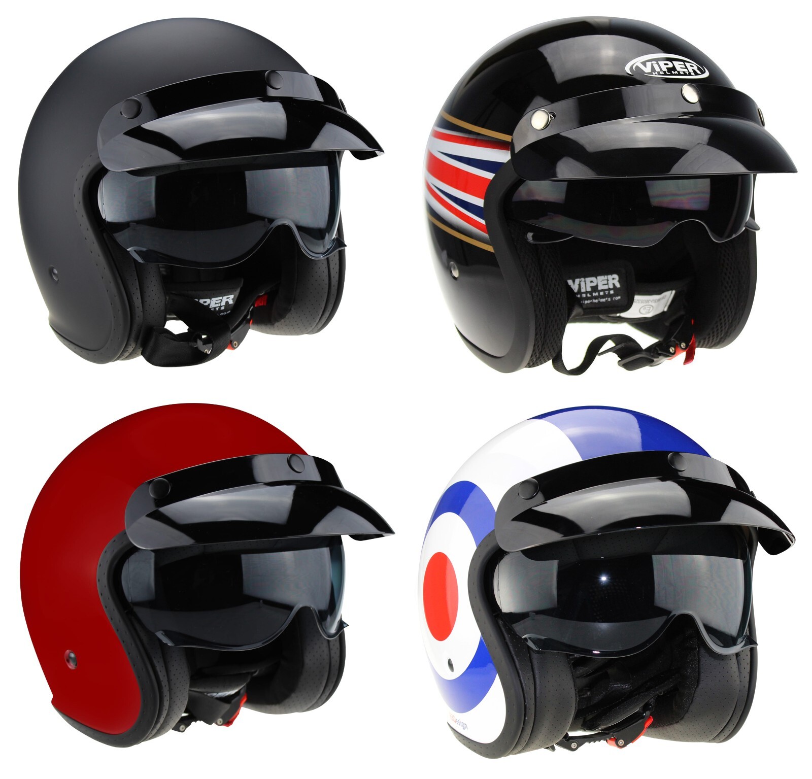 VIPER RSV06 OPEN FACE SCOOTER MOTORCYCLE RETRO HELMET MOD TARGET VINTAGE JET