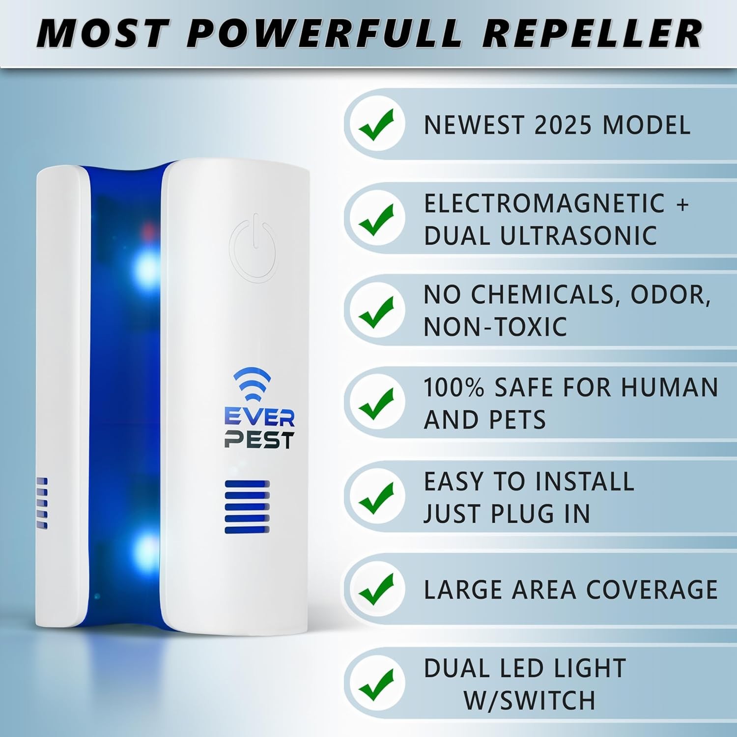 Ultrasonic Pest Control Repeller Plug in - Electronic Insect Defender - Roach Be