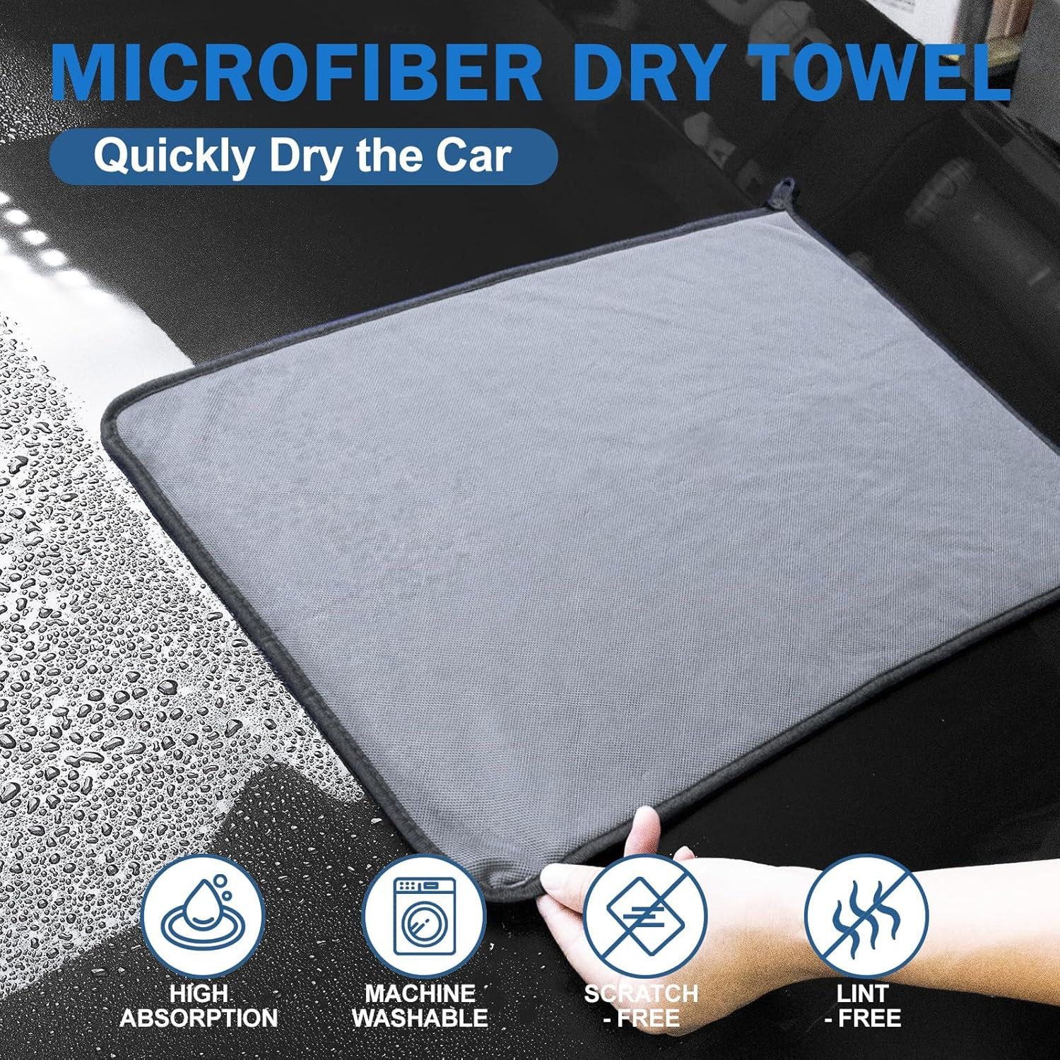 5 Pack Microfiber Car Drying Towels – Ultra Absorbent, Lint-Free Multi-Purpos...