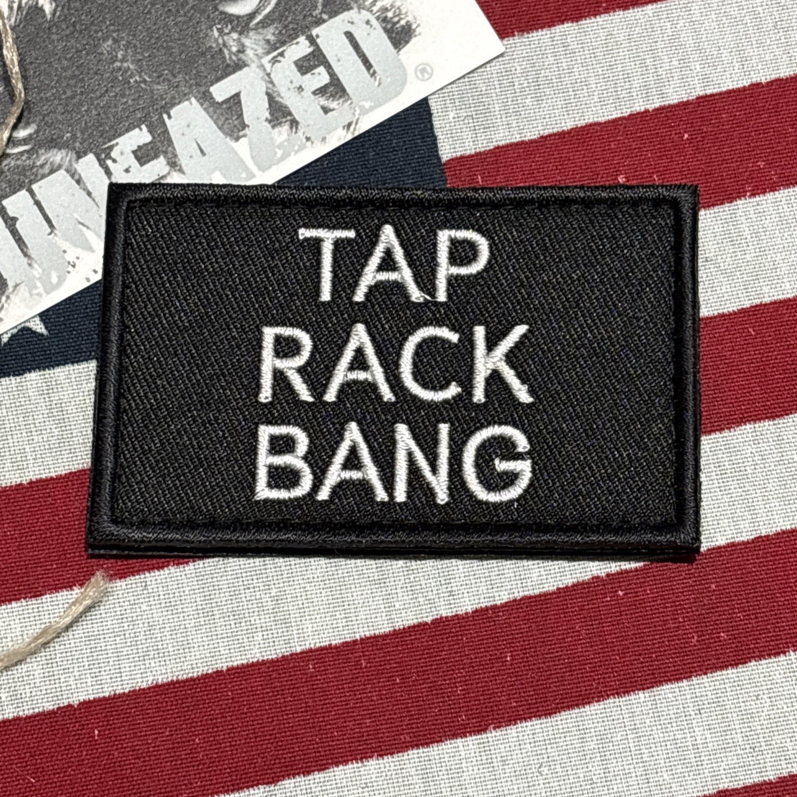 Tap Rack Bang… Patch 3x2” Hook & loop High Quality Embroidery