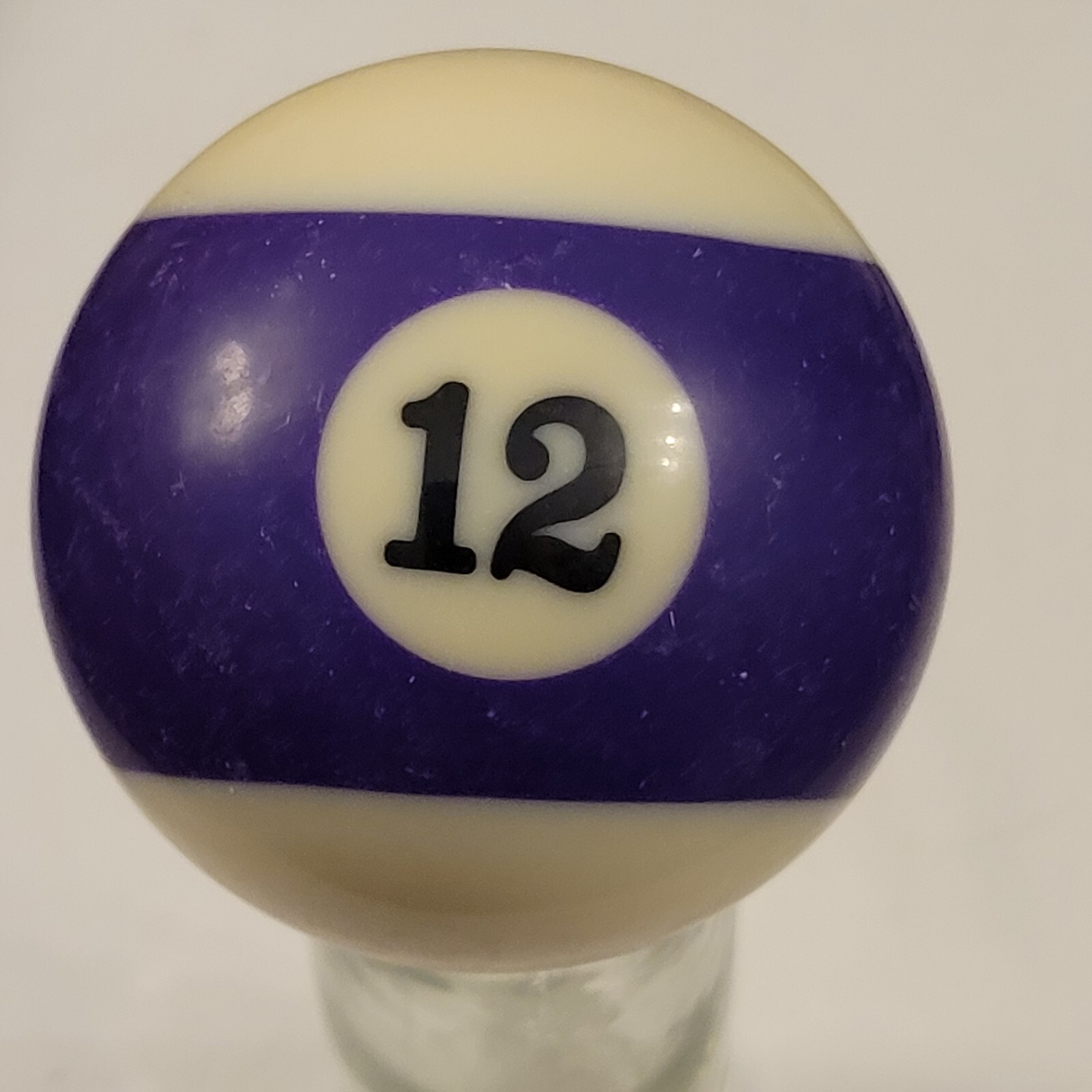 Vintage Number 12 Purple Striped Replacement Pool Ball Very White Fancy Number