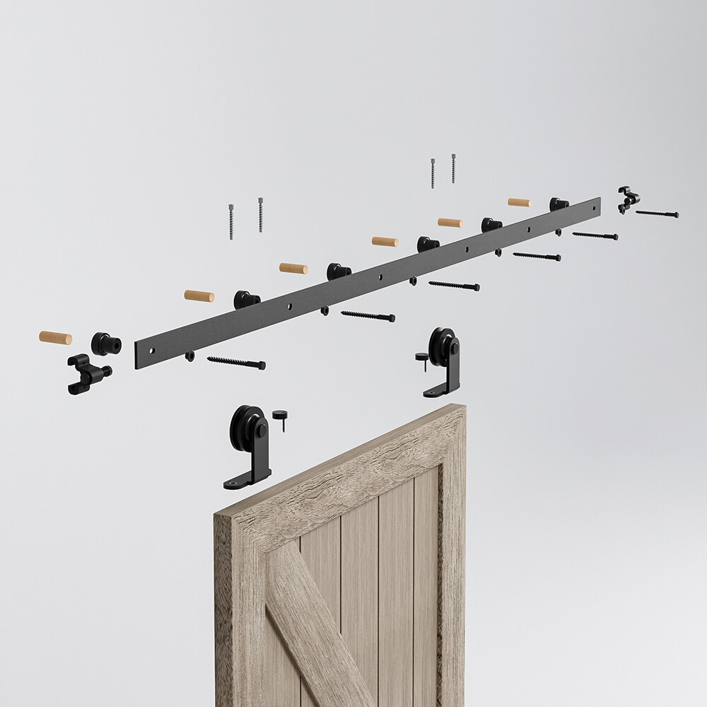 4FT-20FT Sliding Barn Door Hardware Track Single/Double Door &Adjustable Guide