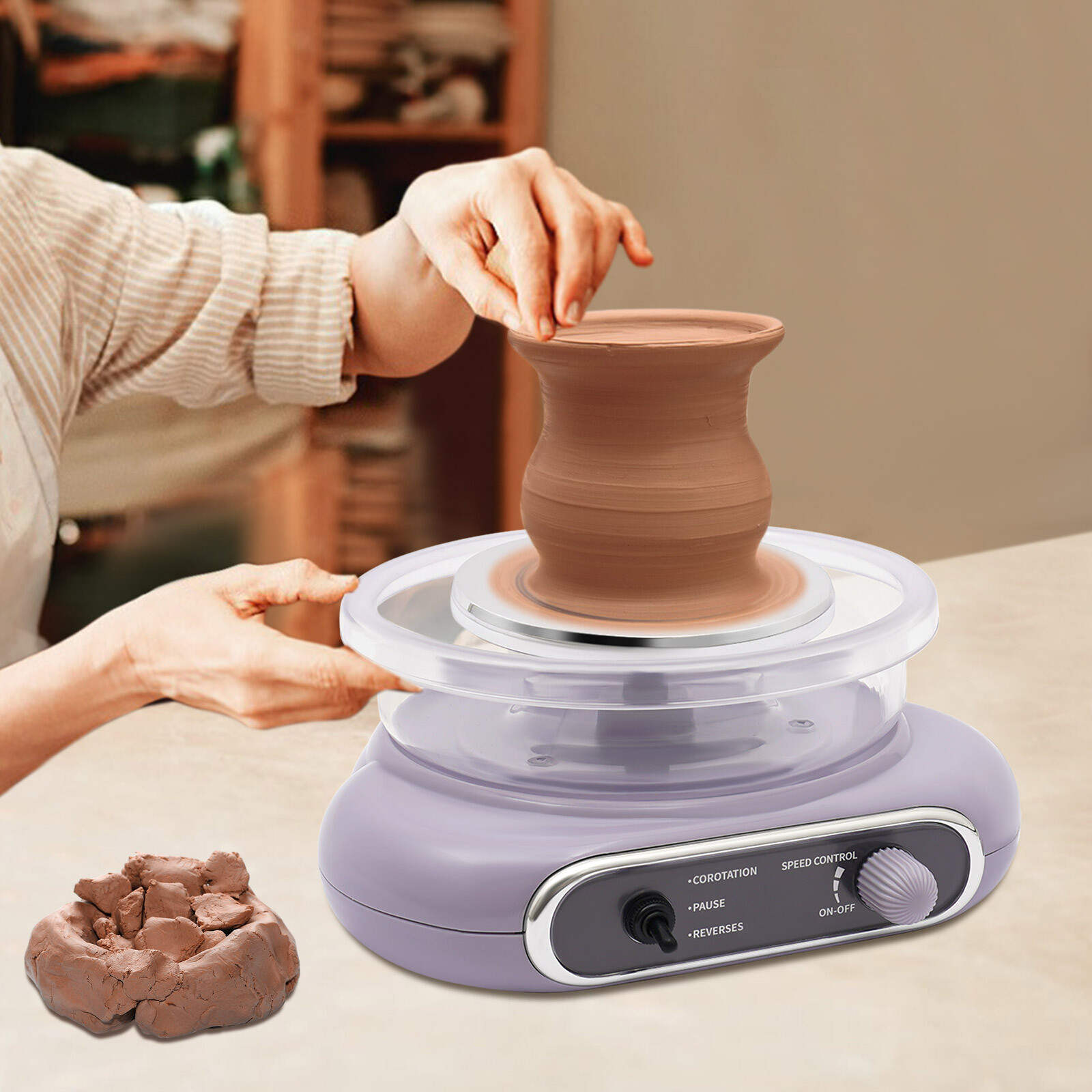 Adjustable Speed Pottery Wheel Machine for Mini Clay Crafting Fun