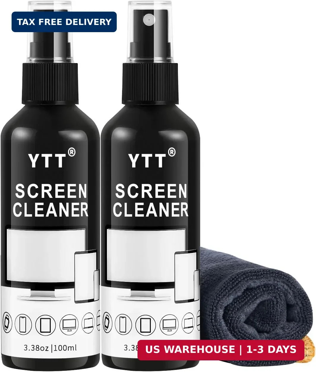 Screen Cleaner Spray Kit (2X) - TV Screen Cleaner Spray and Microfiber Cleaning