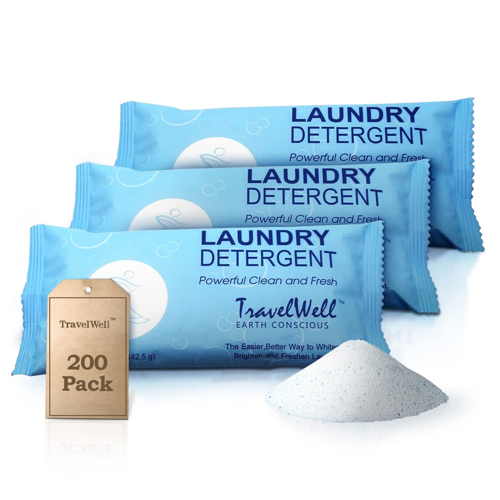 Travelwell Laundry Detergent Powder - Individually 1.5 Ounce (Pack of 200)