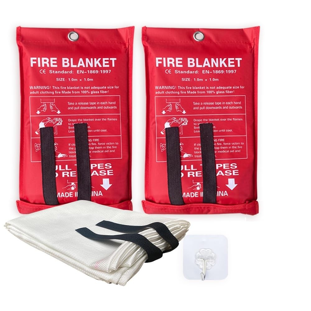 Emergency Fire Blanket for Home and Kitchen - 2 Pack - Fire Blankets Emergenc...