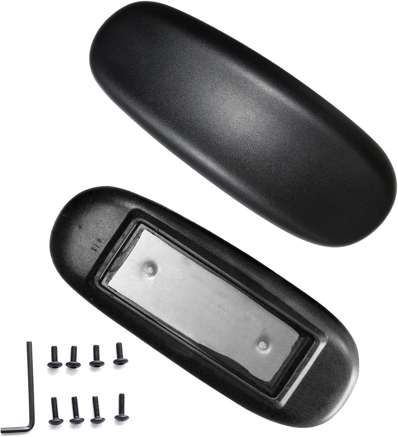 Black Neoprene Armrest Pads for Office Chairs - Easy Install 4" Mounting