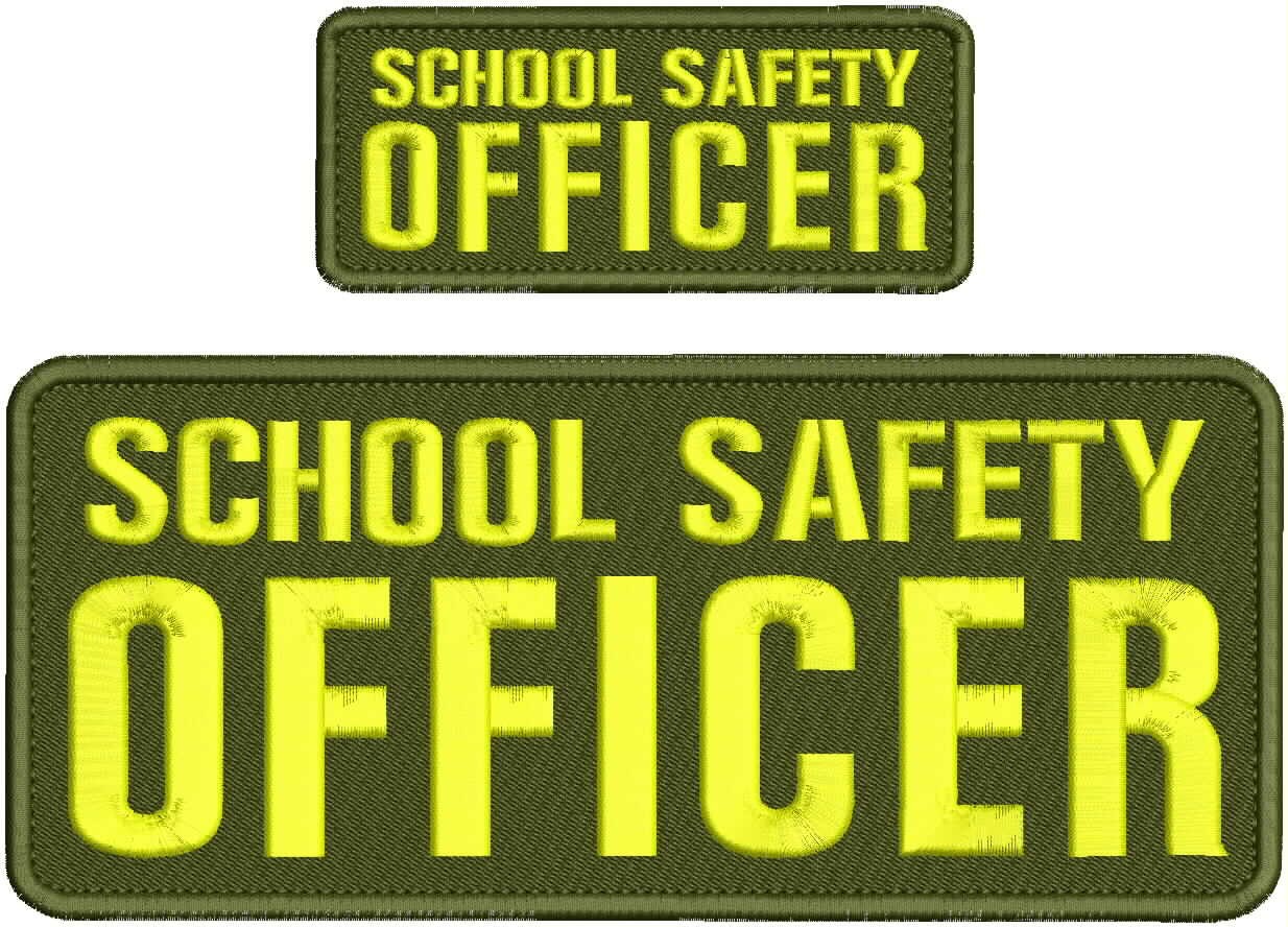Collectible 2 Embroidery Patch ''School S O '' 4x10 and 2x5 Yellow  On Od Green