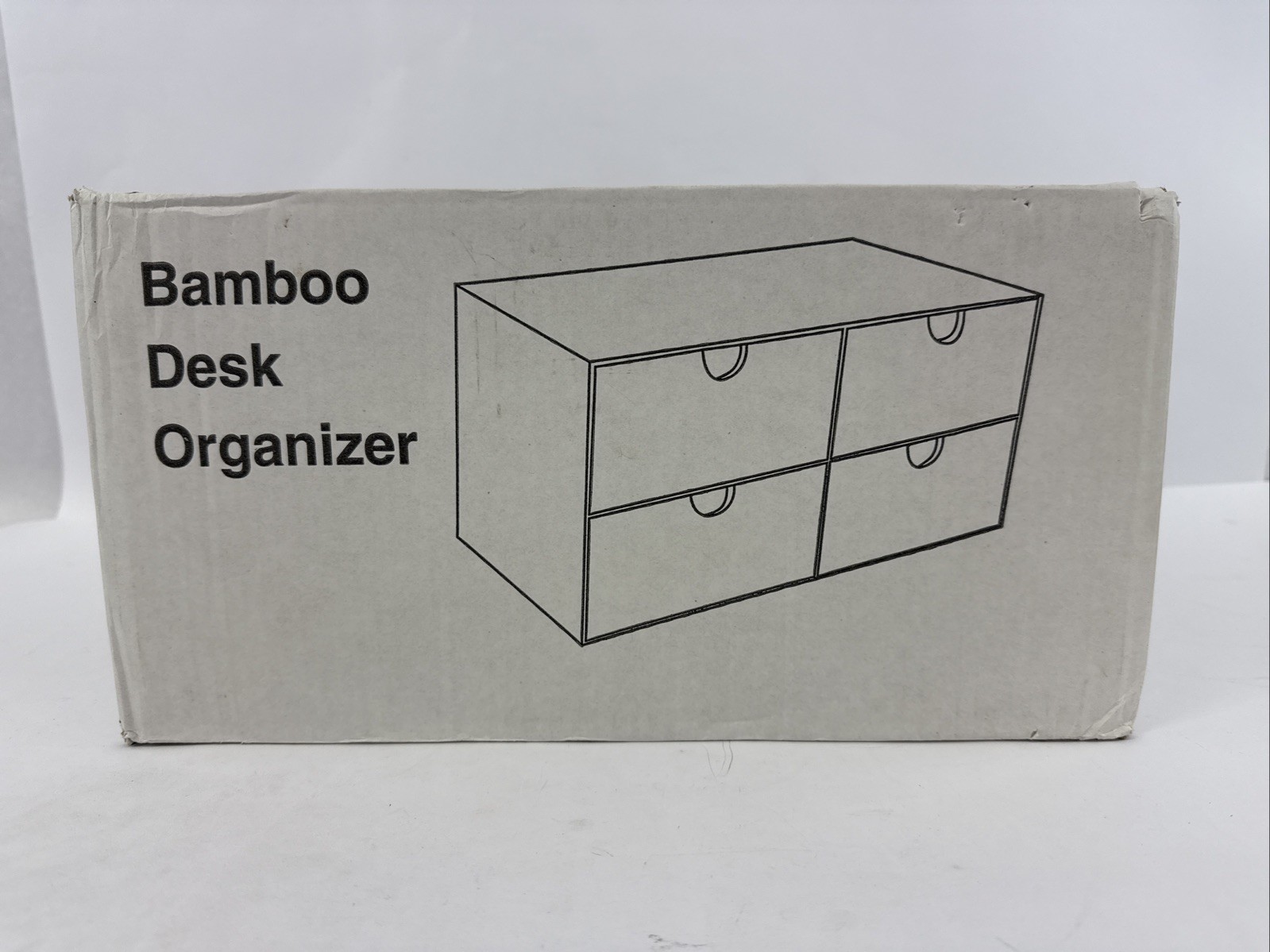 Tabletop Bamboo Desk Organizer Home/Office Organizers With 4 Drawers Storage NIB