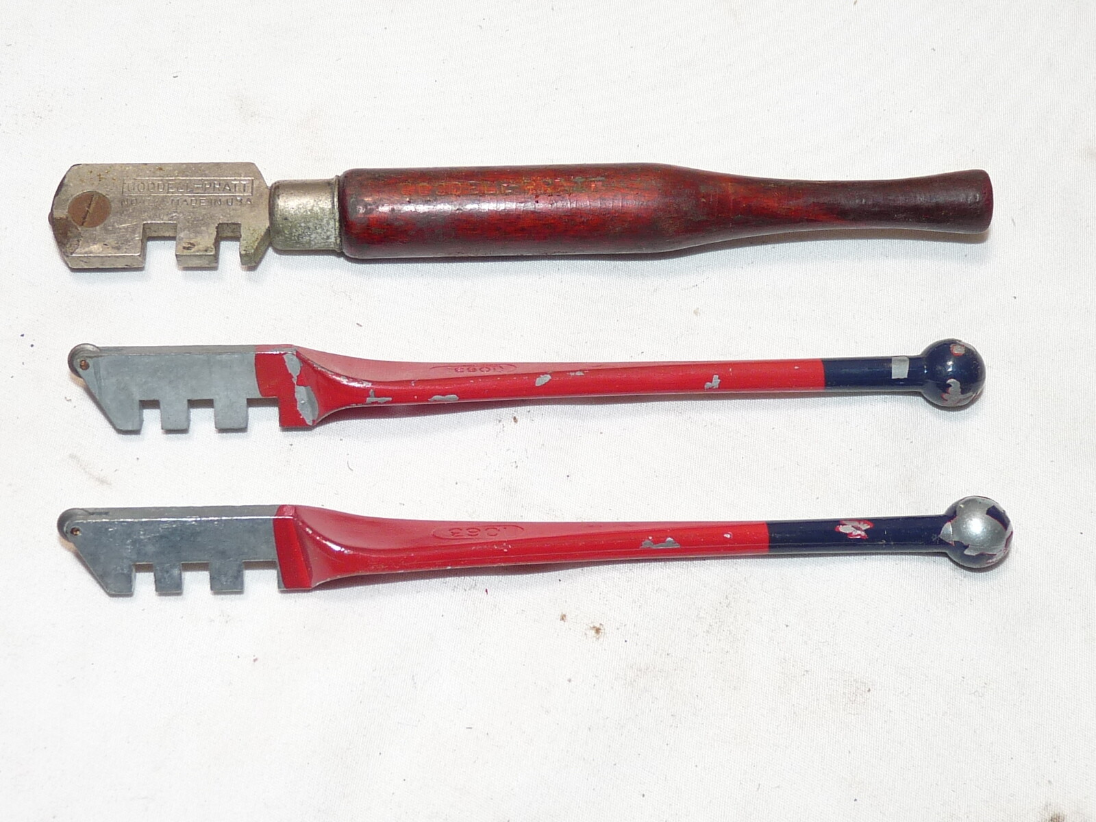 4 Vintage Glass Cutters 2 Red Devil, Trojan, Goodell Pratt
