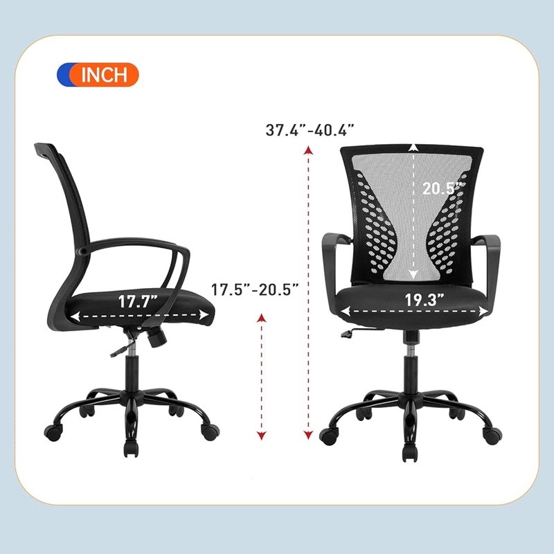 Ergonomic Office Chair Mesh Desk Chair Adjustable Lumbar Support Rolling Swivel