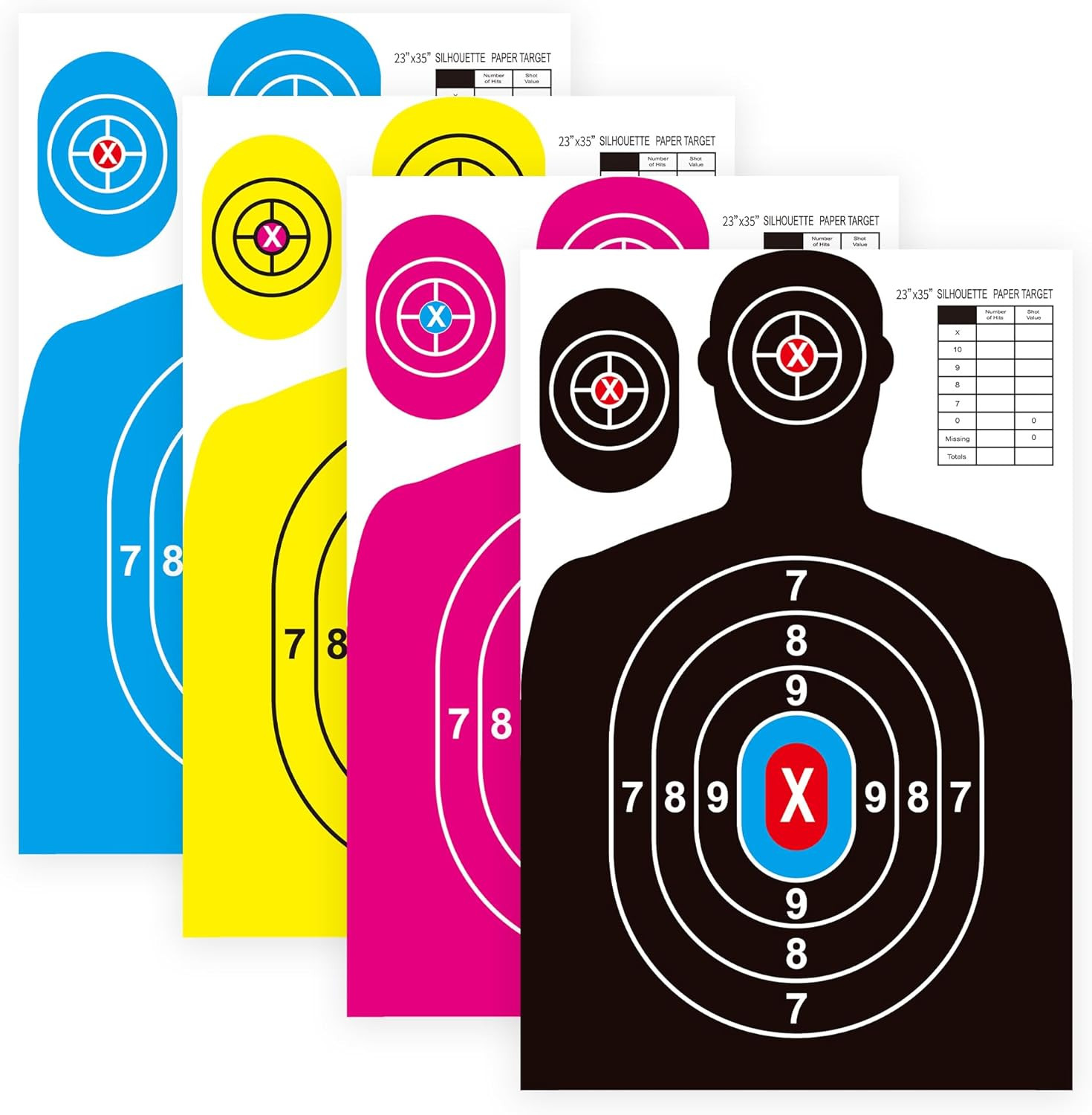 Set 12Pcs Paper Shooting Targets 23"x35" Silhouette with Bullseye for Range Bulk