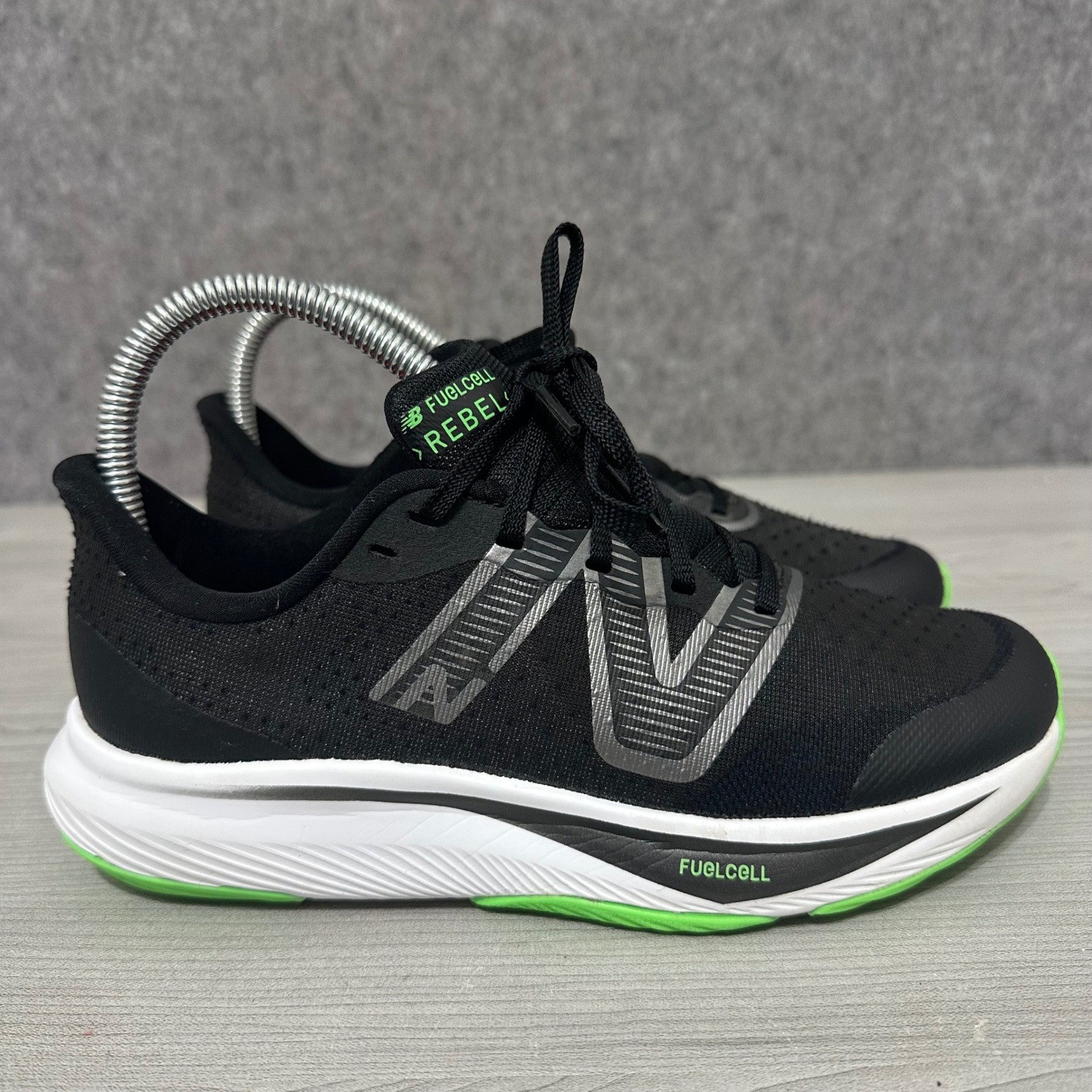 New Balance FuelCell Rebel v3 Kids Running Shoes Black Green GPFCXMB3 Size 4