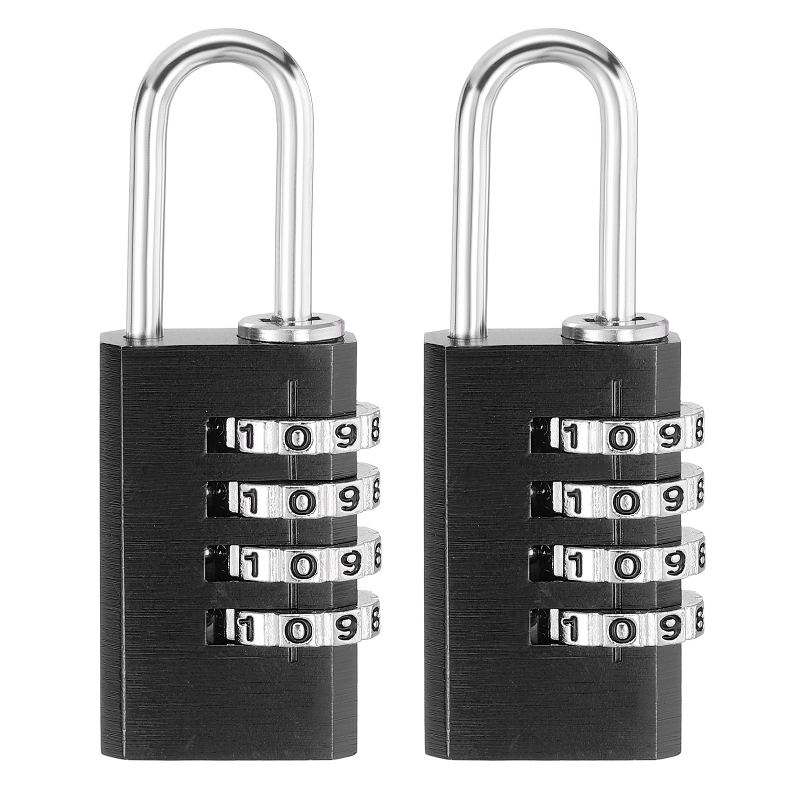 4 Digit Combination Lock,(H:2.4", Black, 2pcs), Aluminum Anti-Rust Outdoor Lock