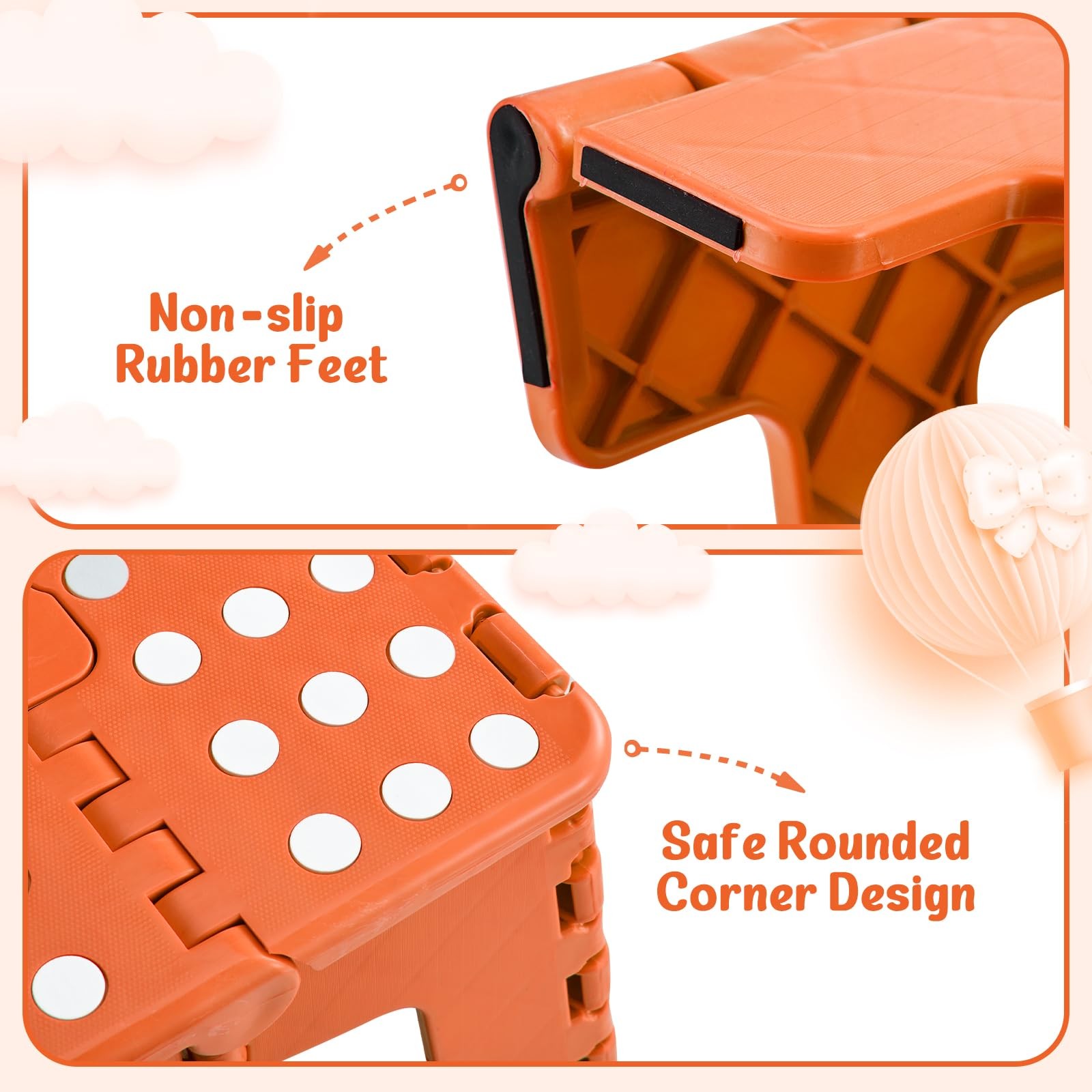 9 Inch Folding Step Stool 300 LB Capacity Plastic Foldable Step Stools for an...