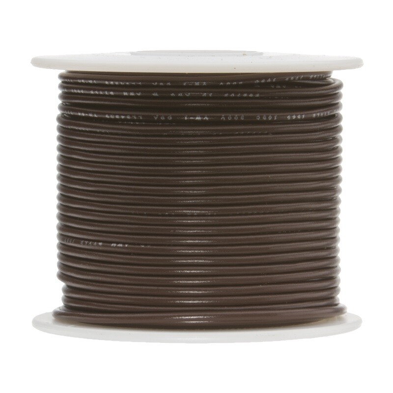 26 AWG Stranded Hook Up Wire, Brown, 100 ft, 0.039" Dia, UL1061, 300V