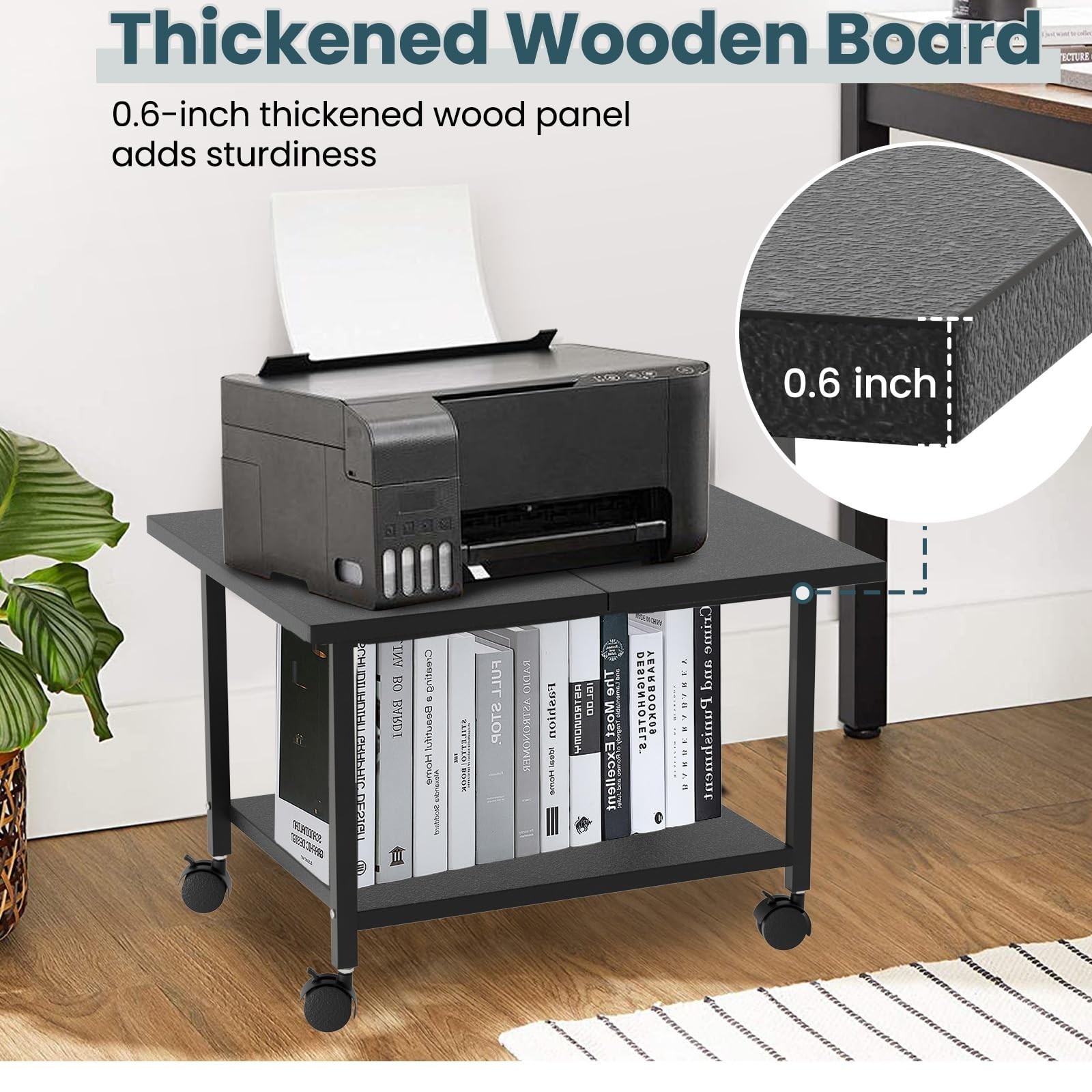 SwaaVee Printer Stand with Storage Under Desk Shelf, Desktop Printer Stand Or...