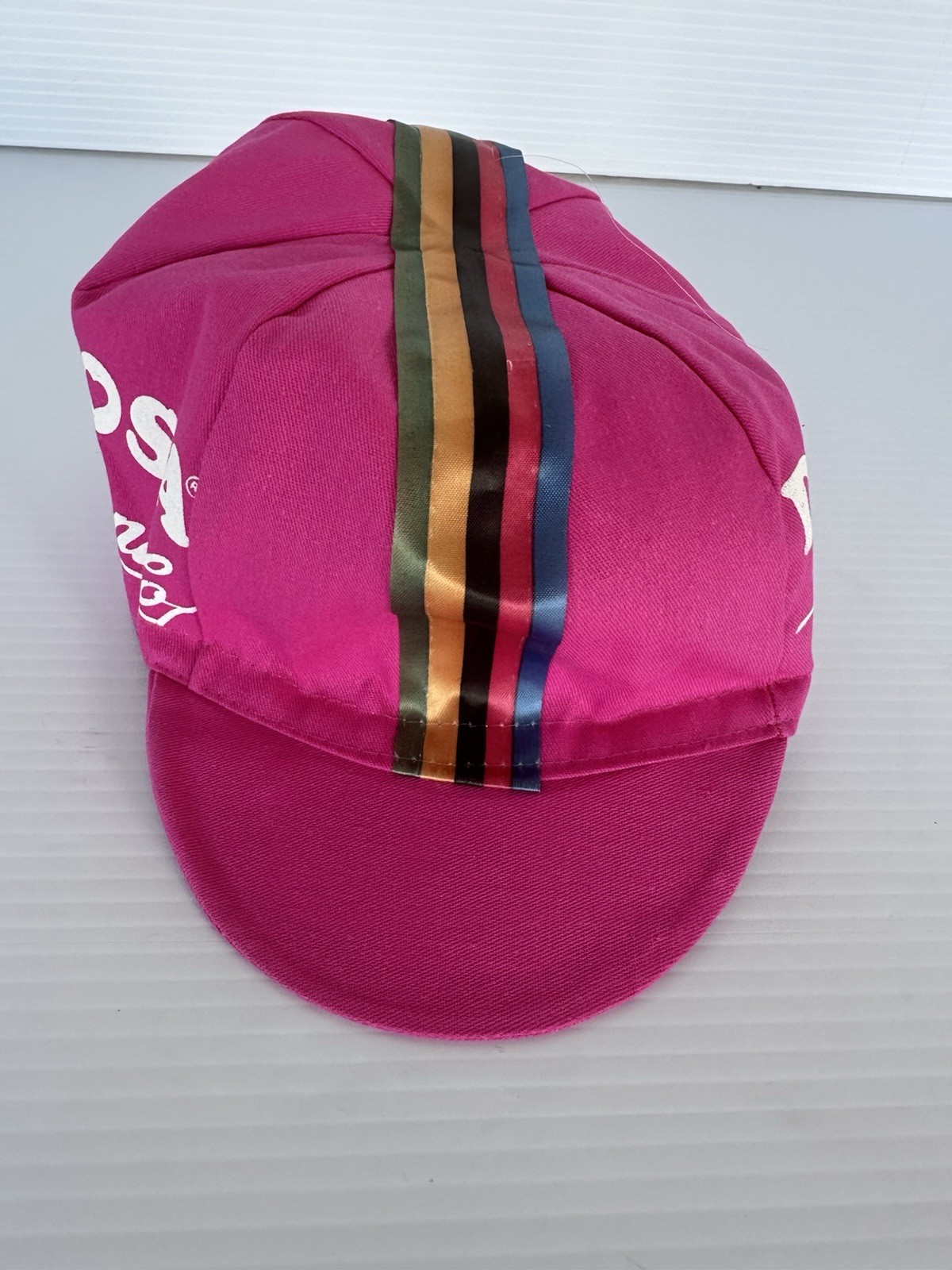 NOS Vintage De Rosa Campagnolo Cycling Cap Pink 100% Cotton Made In Italy