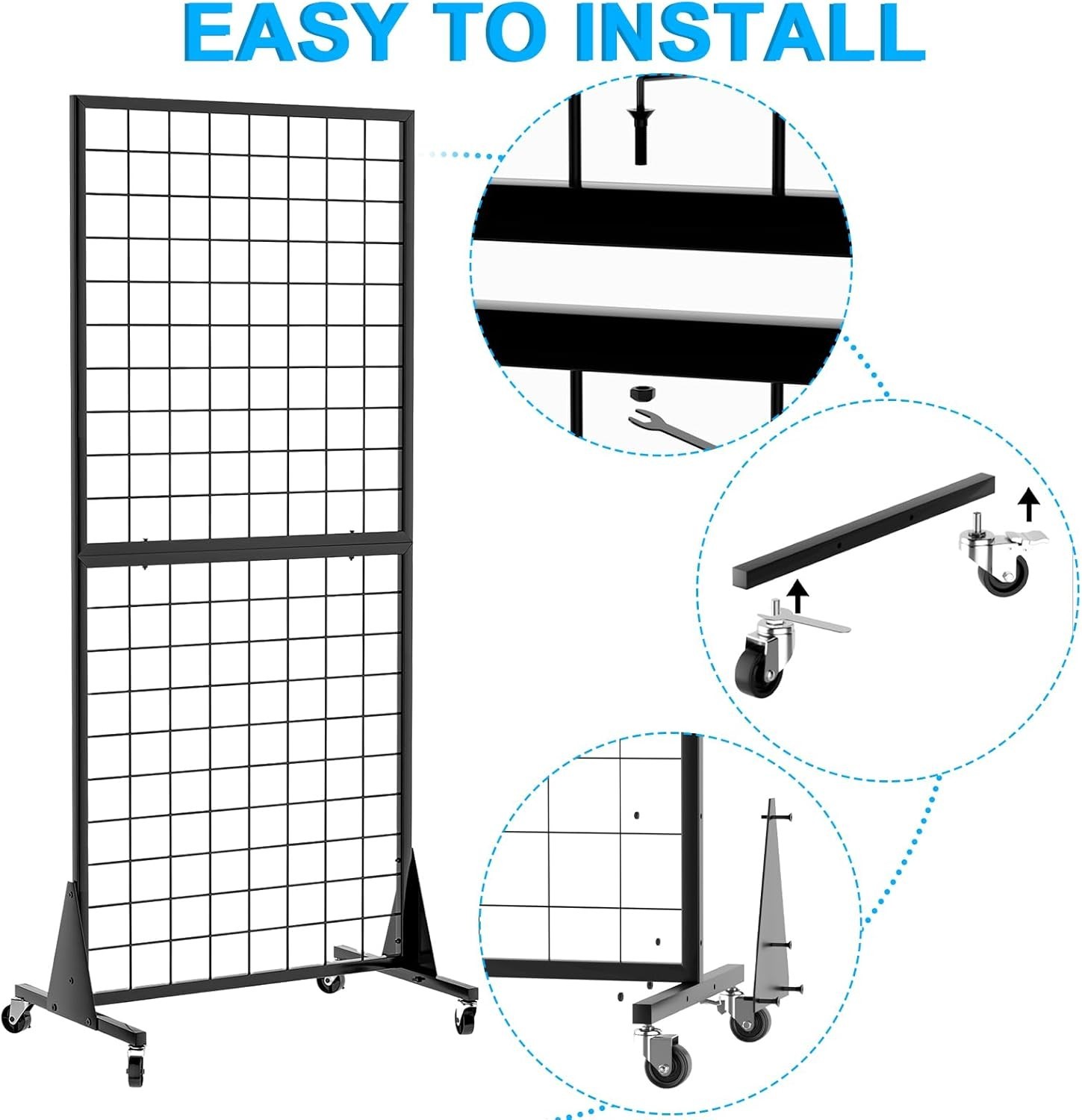 Portable 2-Pack Grid Wall Stands with 50 lbs Capacity - Perfect for Retail Use